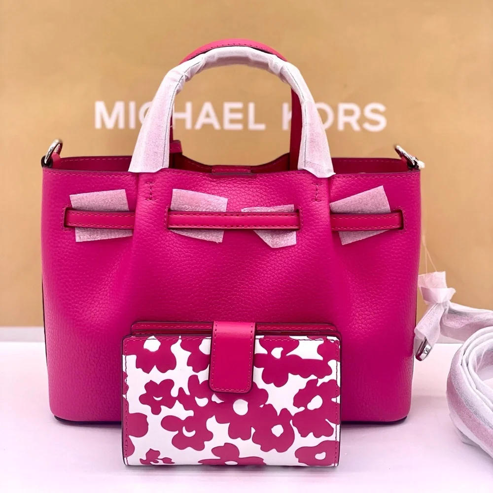 Michael Kors Carson Small Leather Satchel Crossbody and Wallet Set